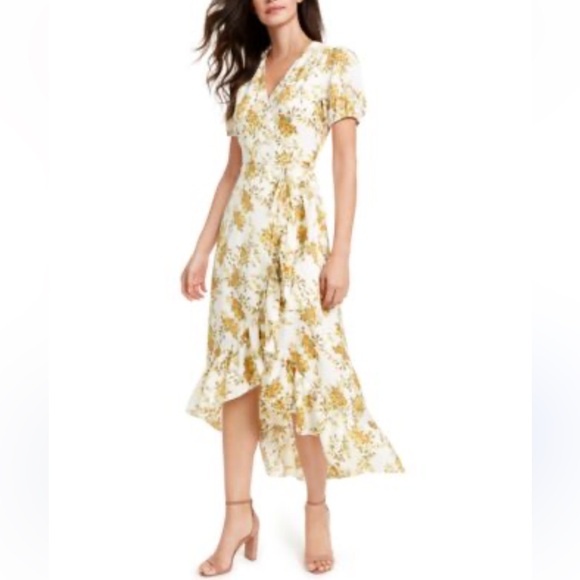 Layden NWT womans Goldie floral boho wrap midi Dress size L - Picture 1 of 5